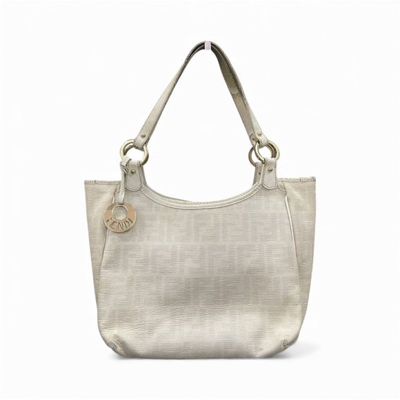 Fendi Handbags - Authentic FENDI Off White Zucca Coated Canvas totebag